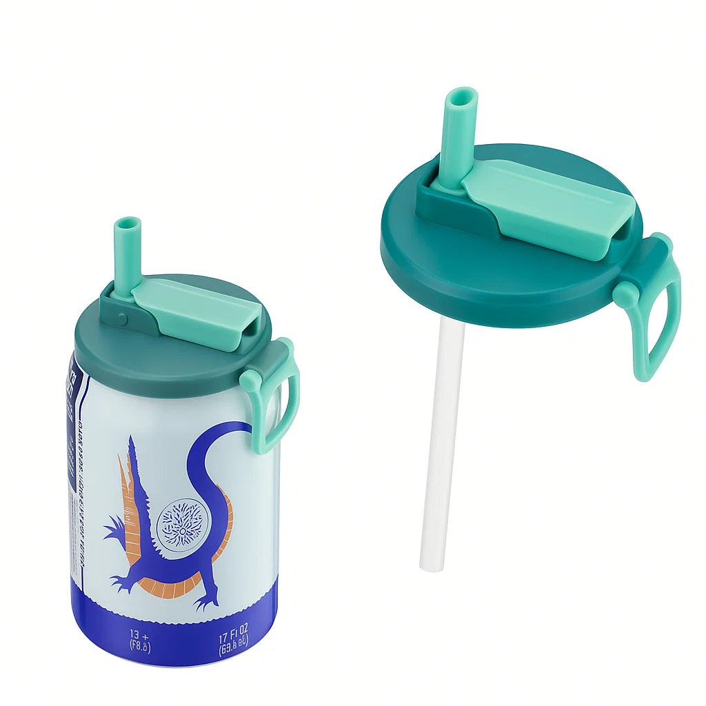 Soda can lid with straw x2