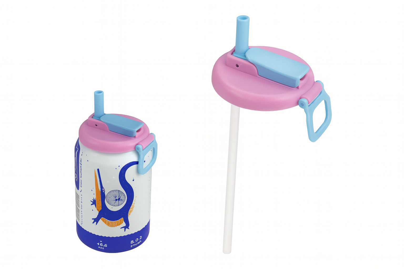 Soda can lid with straw x2