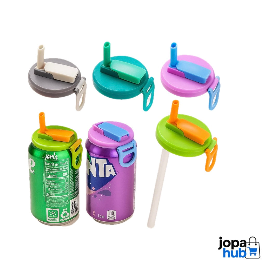 Soda can lid with straw x2
