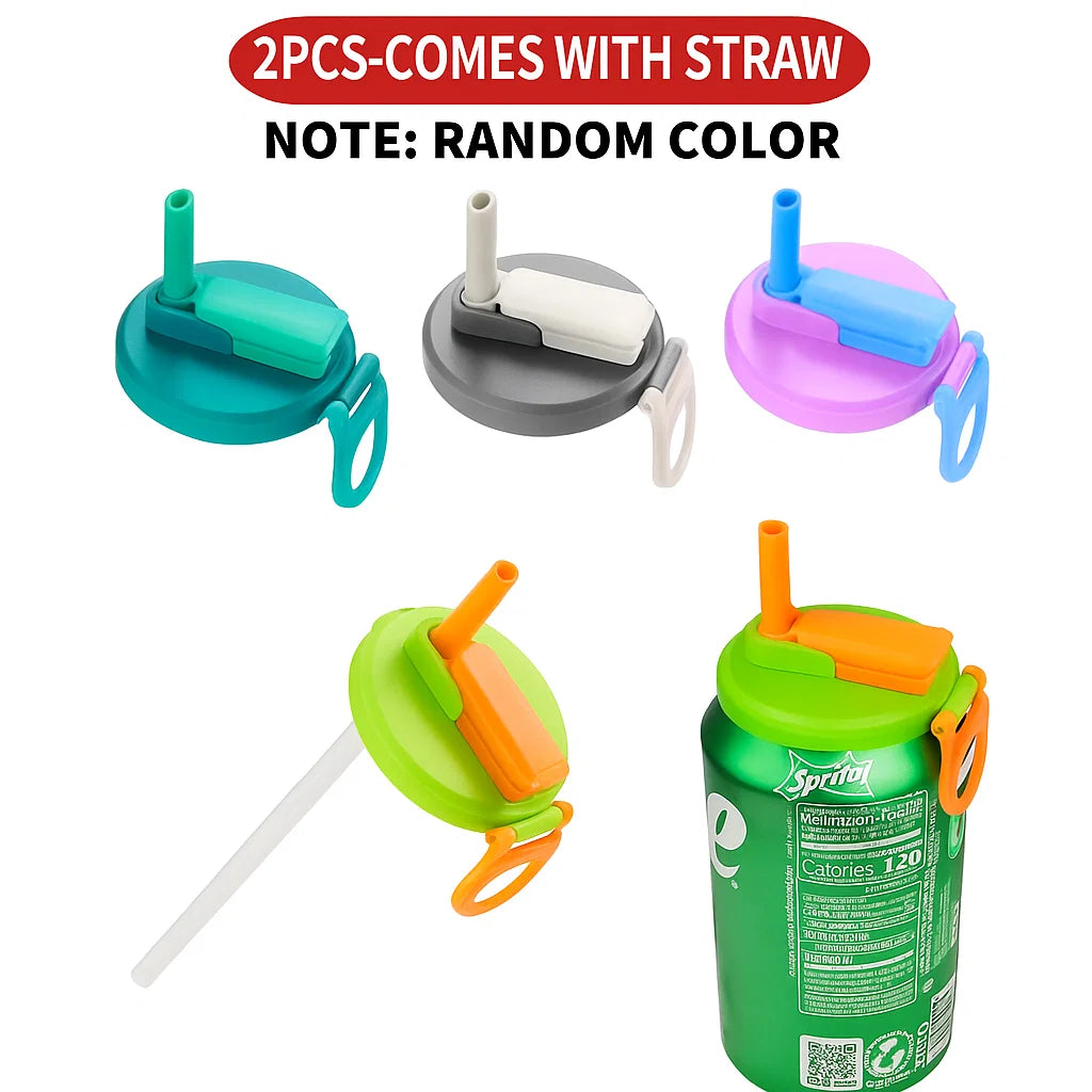 Soda can lid with straw x2